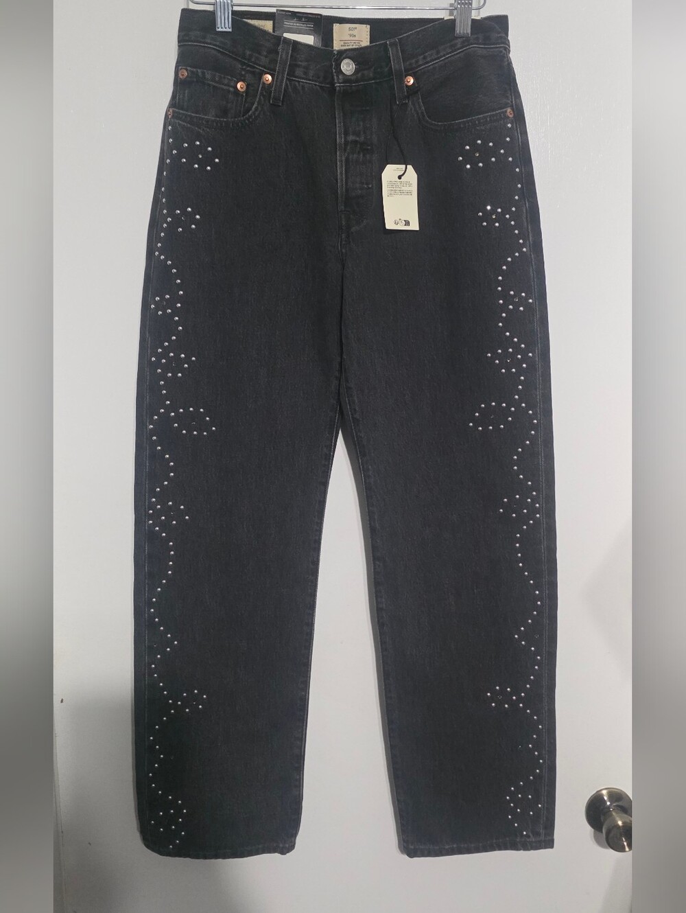 Levis Womens 501 '90s Studded Jeans Black Size 26 X 30 NWT